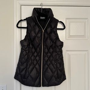 Athleta down vest. Hits a hip height. Slimming and flattering.